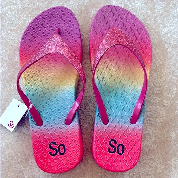 Brand New So Pink Glitter Thong Sandals Platform Flip Flop Ombre Sparkly Rainbow - Picture 16 of 16